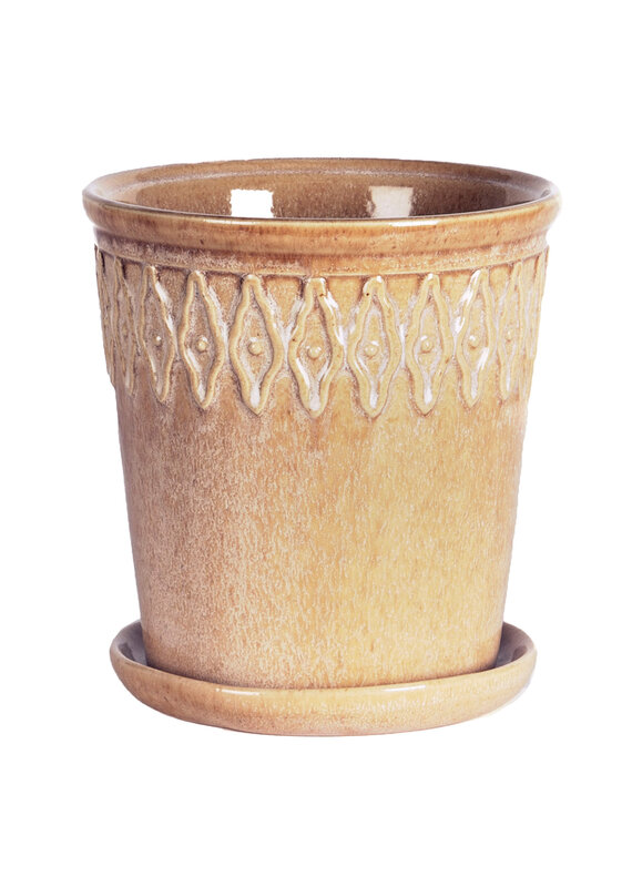 Beige Embossed Pot with Saucer | lg