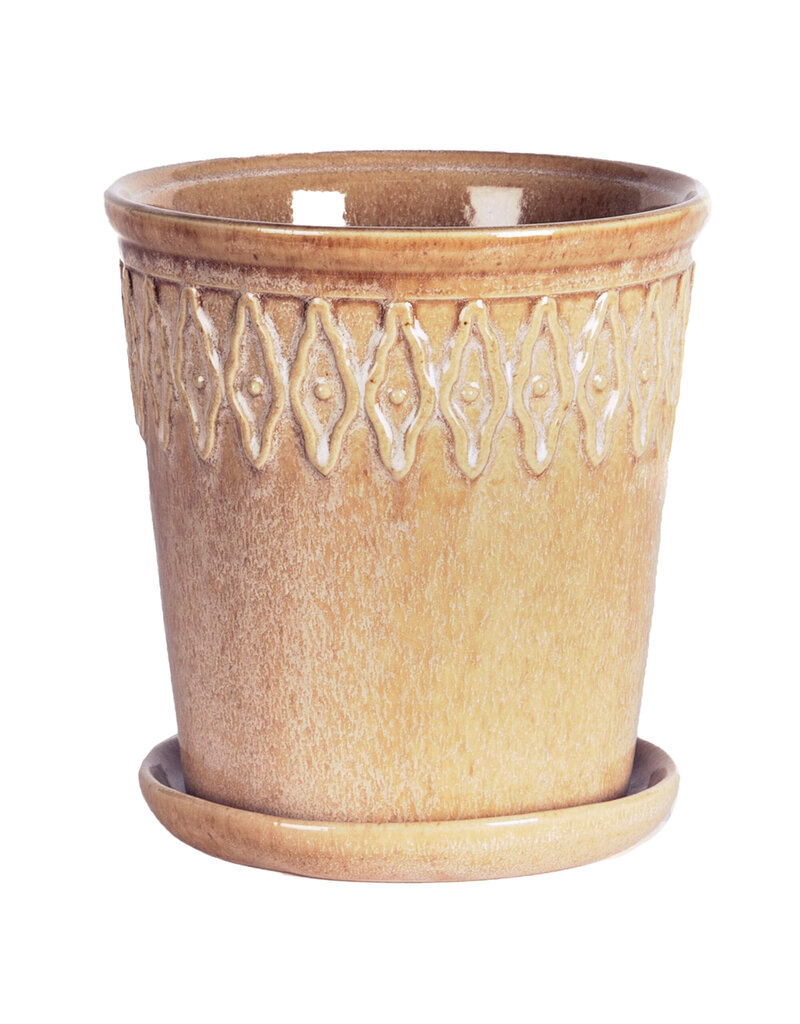 Beige Embossed Pot with Saucer | lg