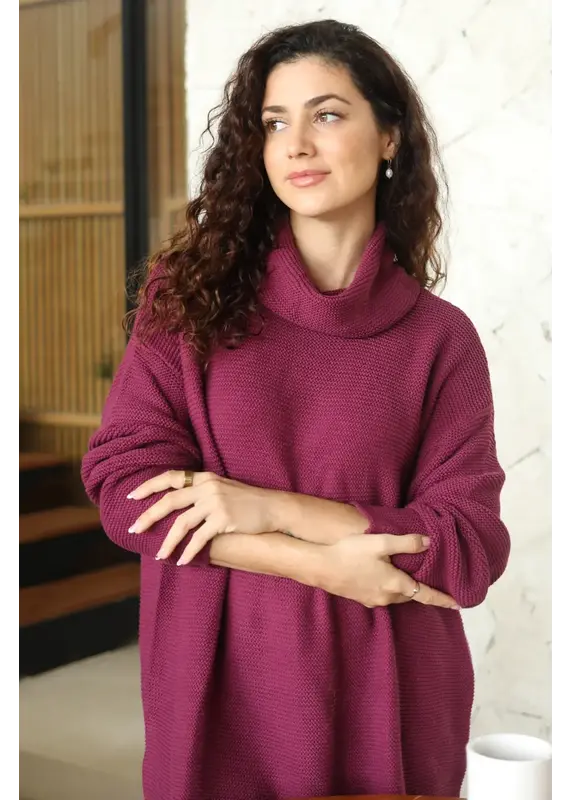 Eco Verde Organic Cotton Knit Sweater in Claret | Designed in Canada