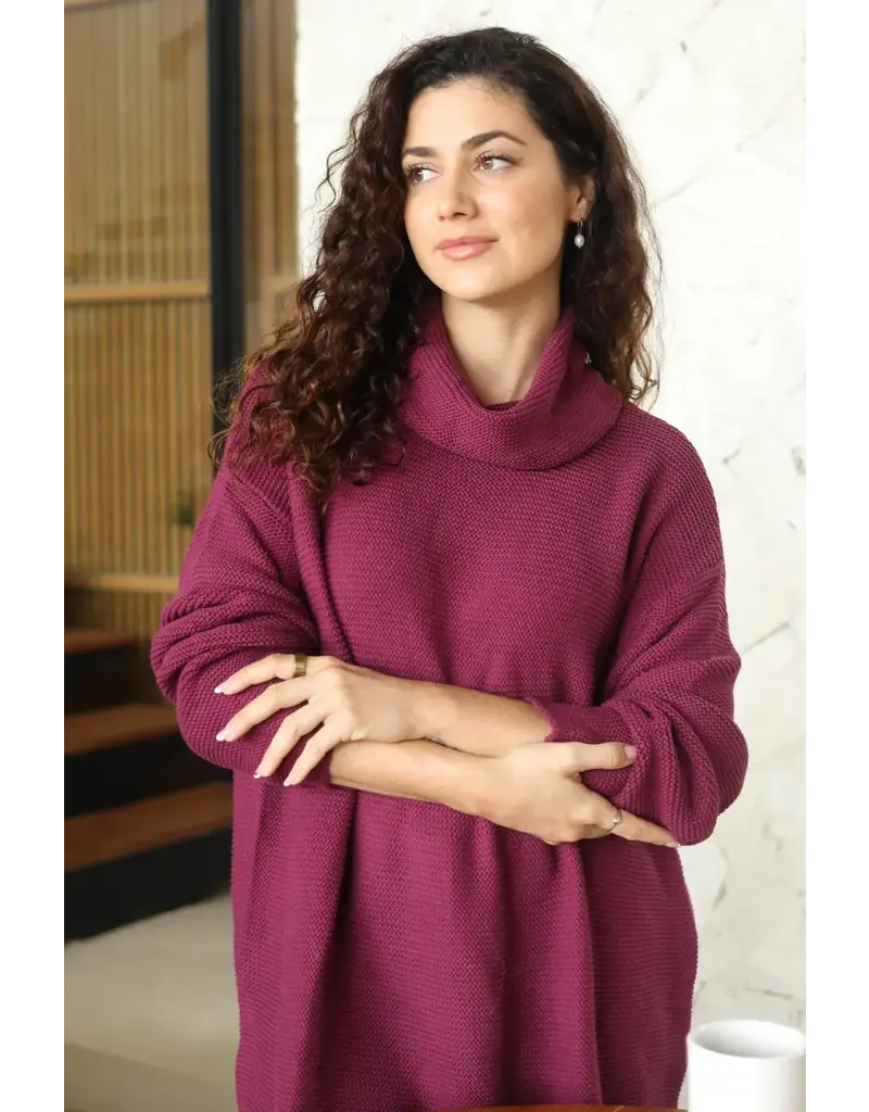 Eco Verde Organic Cotton Knit Sweater in Claret | Designed in Canada