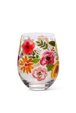 Abbott Collection Bold Floral Stemless Wine Glass