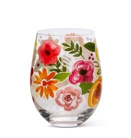 Abbott Collection Bold Floral Stemless Wine Glass