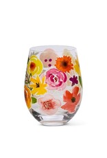 Abbott Collection Bold Floral Stemless Wine Glass