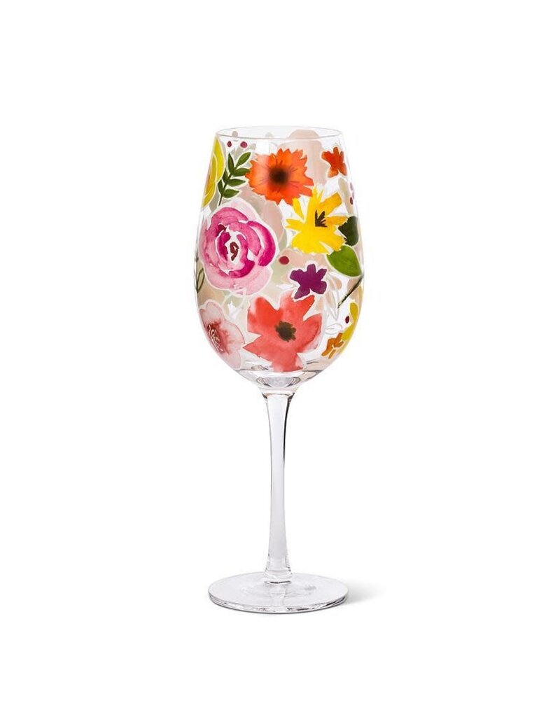Abbott Collection Bold Floral Wine Glass