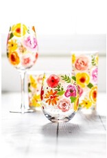 Abbott Collection Bold Floral Wine Glass