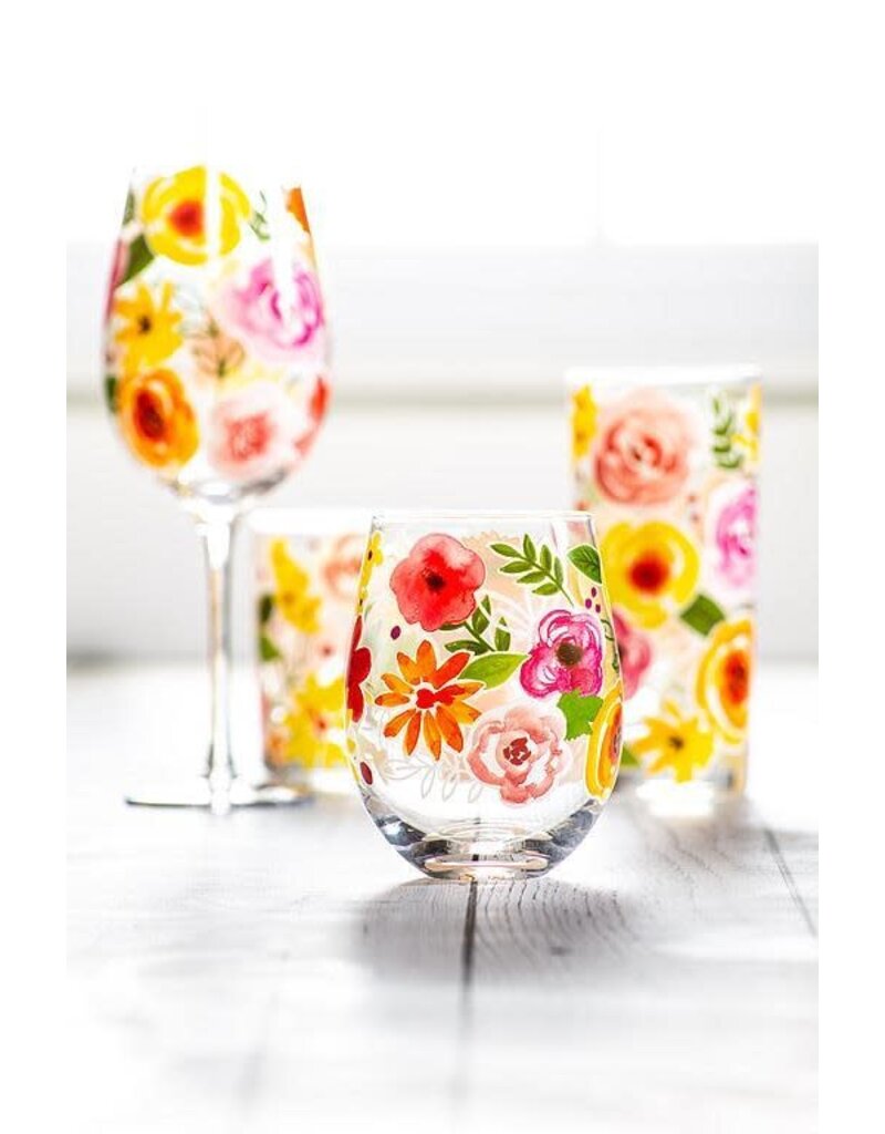 Abbott Collection Bold Floral Wine Glass