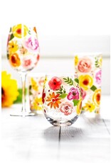 Abbott Collection Bold Floral Wine Glass