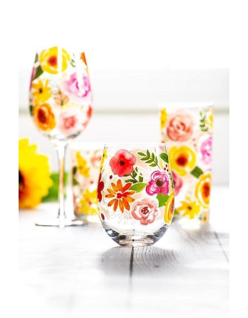 Abbott Collection Bold Floral Wine Glass