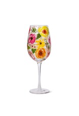 Abbott Collection Bold Floral Wine Glass