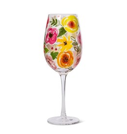 Abbott Collection Bold Floral Wine Glass