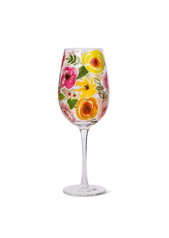 Abbott Collection Bold Floral Wine Glass