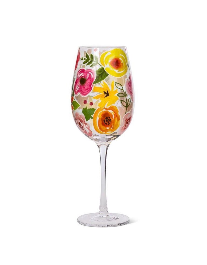 Abbott Collection Bold Floral Wine Glass