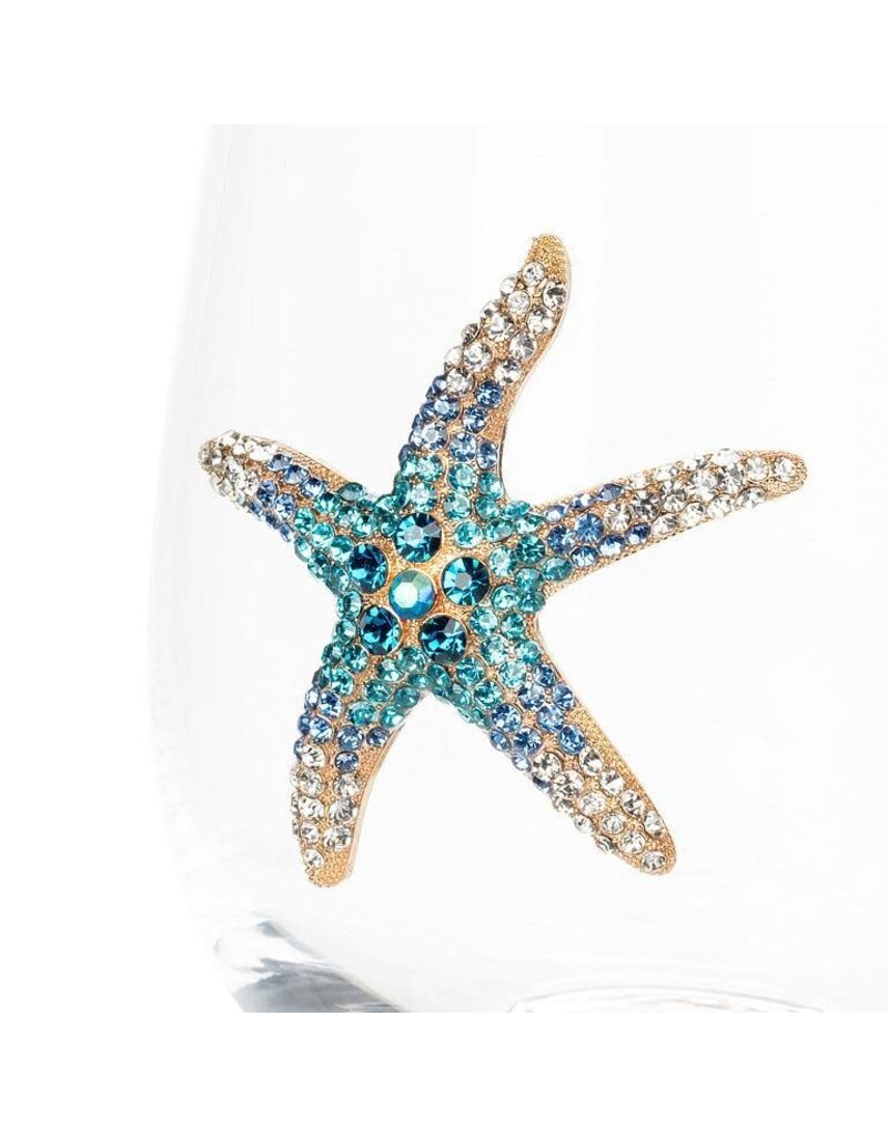 Abbott Collection Stemless Wine Glass with Jewelled Starfish