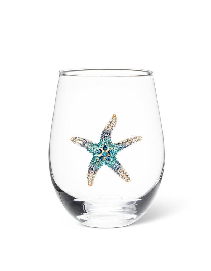 Abbott Collection Stemless Wine Glass with Jewelled Starfish