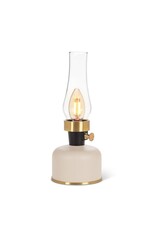Abbott Collection Lantern LED Indoor/Outdoor  Lamp with Chimney | Creamy Taupe