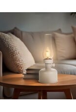 Abbott Collection Lantern LED Indoor/Outdoor Lamp with Chimney | Creamy Taupe | Vintage-Inspired, USB Rechargeable
