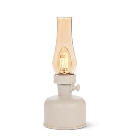 Abbott Collection Lantern LED Indoor/Outdoor Lamp with Chimney | Creamy Taupe | Vintage-Inspired, USB Rechargeable