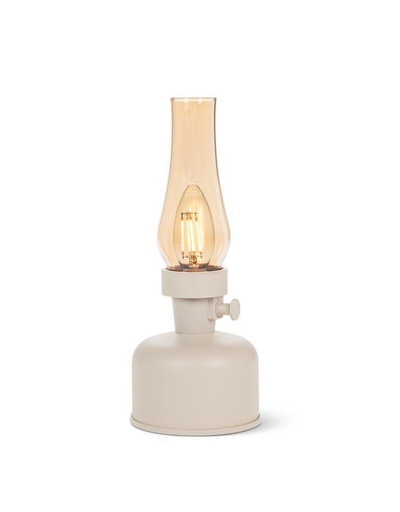 Abbott Collection Lantern LED Indoor/Outdoor Lamp with Chimney | Creamy Taupe | Vintage-Inspired, USB Rechargeable