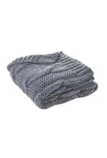 Brunelli Cable Knit Throw in Navy & Grey