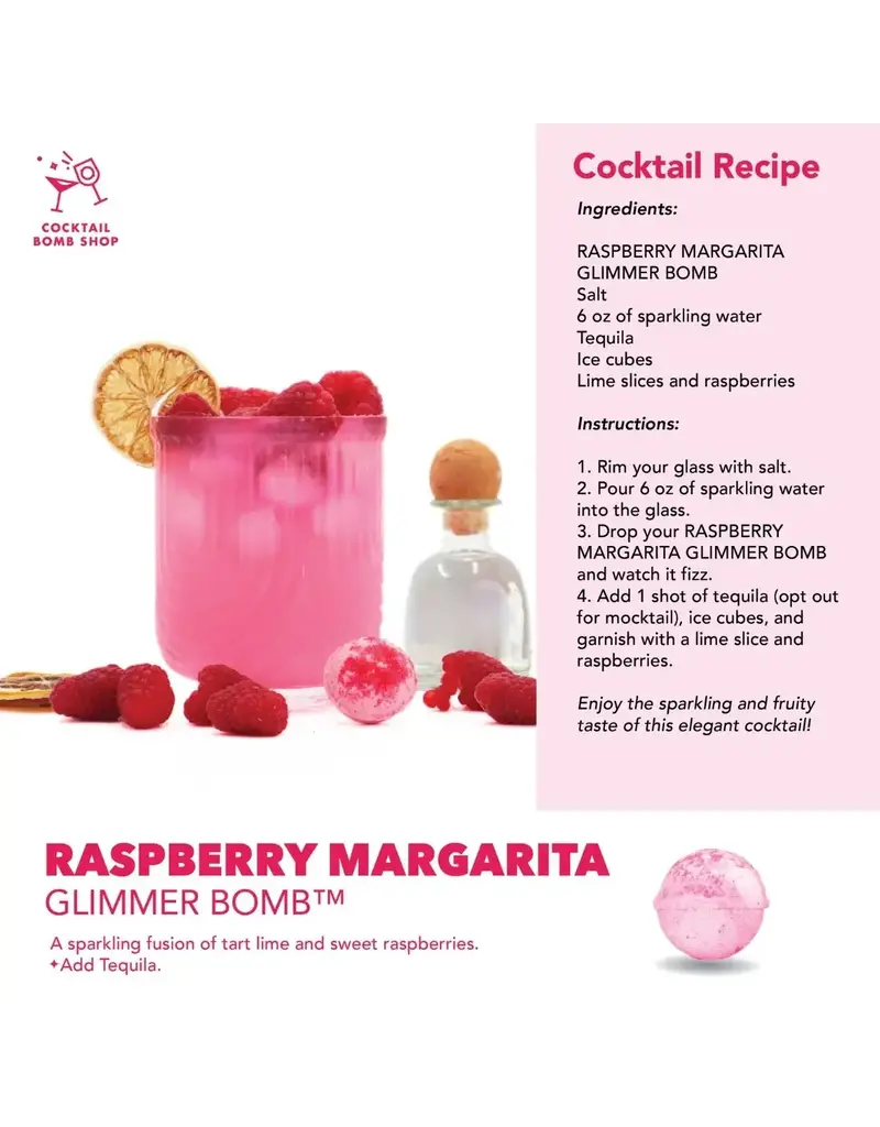 Cocktail Bomb Shop Raspberry Margarita Glitter Cocktail Bomb | Package of 4