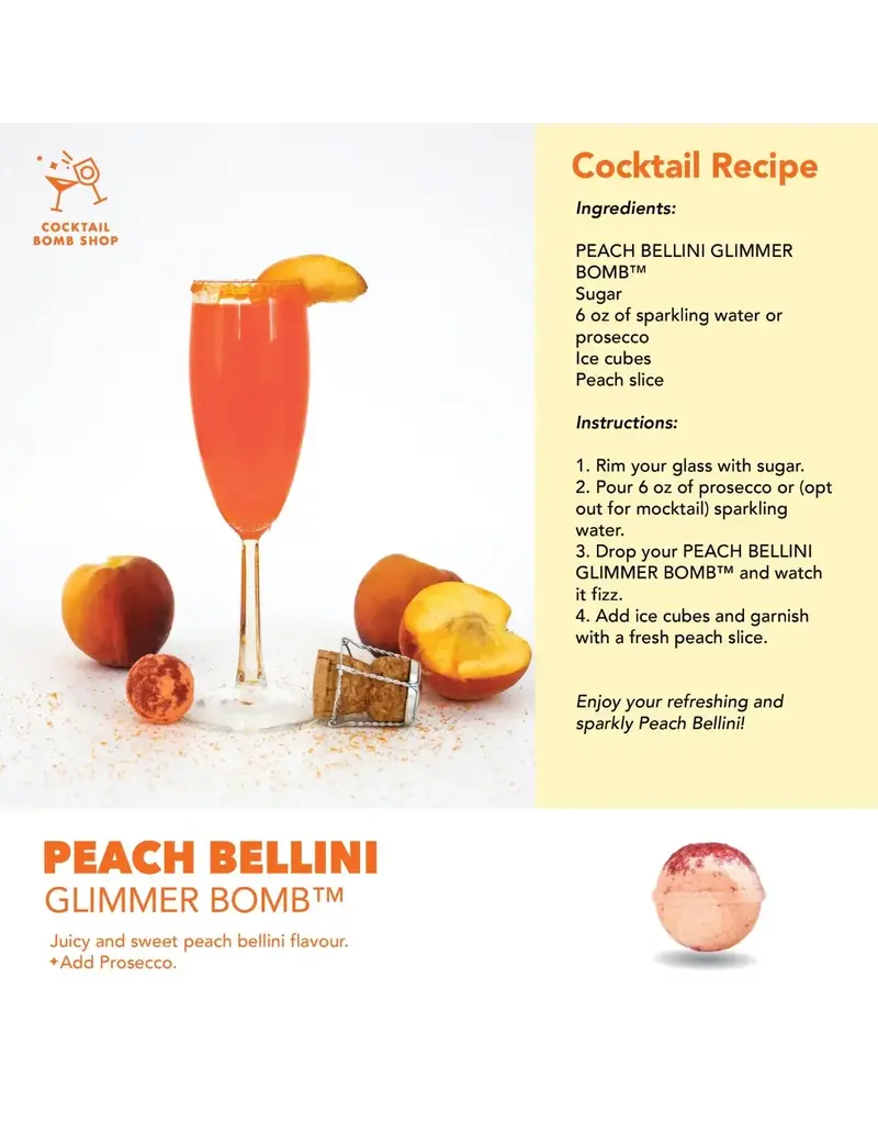 Cocktail Bomb Shop Peach Bellini Glitter Cocktail Bomb | Package of 4