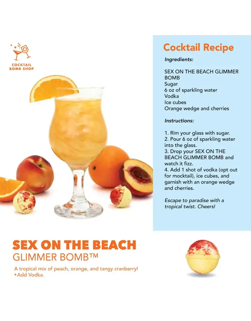 Cocktail Bomb Shop Sex on the Beach Glitter Cocktail Bomb | Package of 4