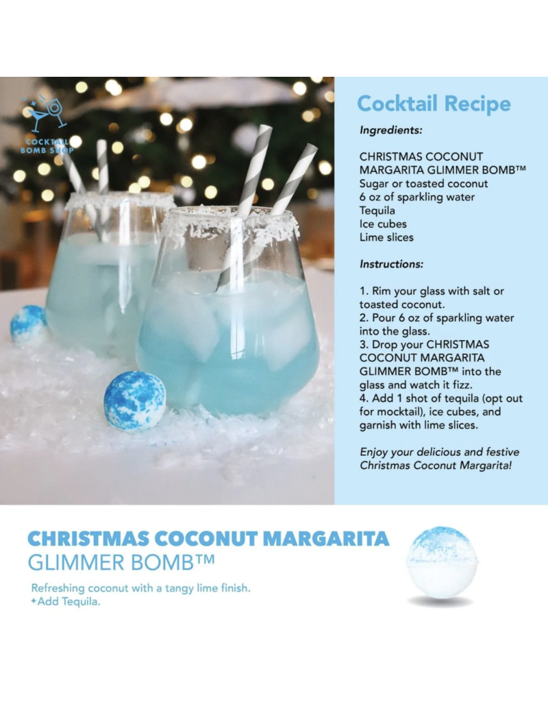 Cocktail Bomb Shop Christmas Coconut Margarita Glitter Cocktail Bomb | Package of 4