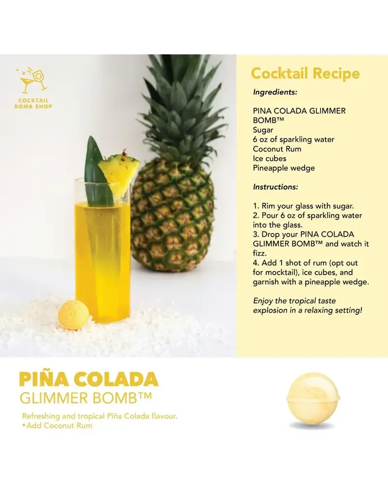 Cocktail Bomb Shop Pina Colada Glitter Cocktail Bomb | Package of 4