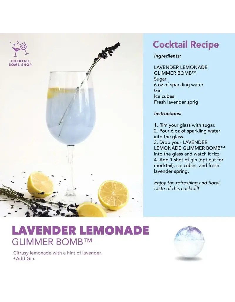 Cocktail Bomb Shop Lavender Lemonade  Glitter Cocktail Bomb | Package of 4