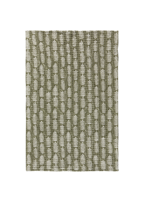 Danica Fern Block Print Waffle Dishtowel