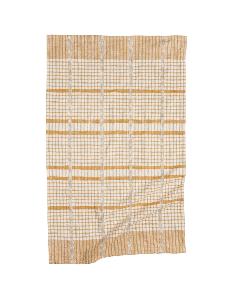 Danica Saffron Woven Check Cotton Dishtowels Set of 2