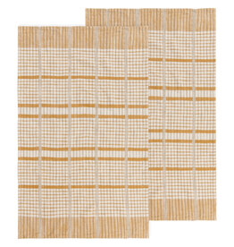 Danica Saffron Woven Check Cotton Dishtowels Set of 2