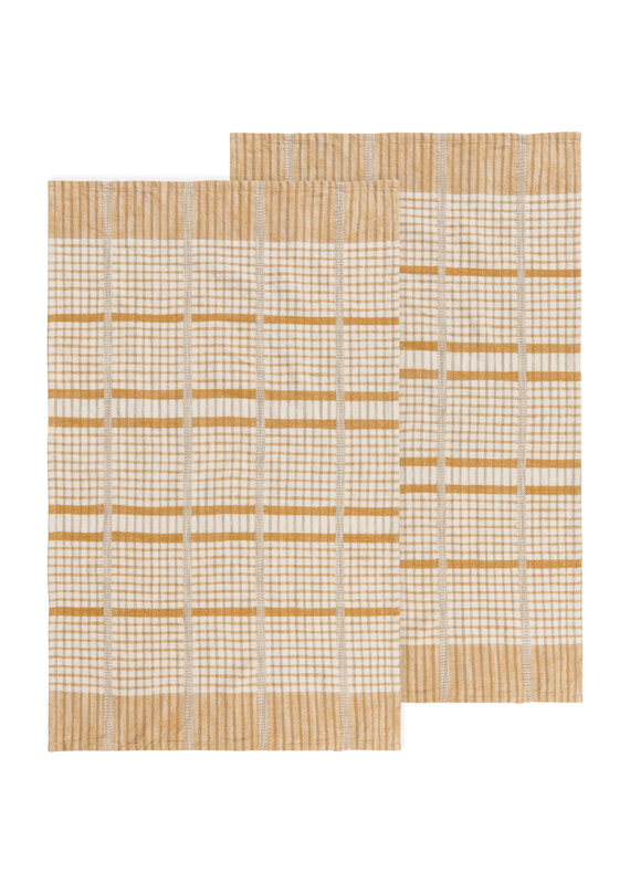 Danica Saffron Woven Check Cotton Dishtowels Set of 2
