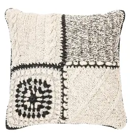 Brunelli Knitted Cream & Grey Toss Cushion | 20"x20"