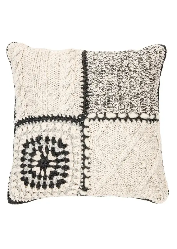 Brunelli Knitted Cream & Grey Toss Cushion | 20"x20"