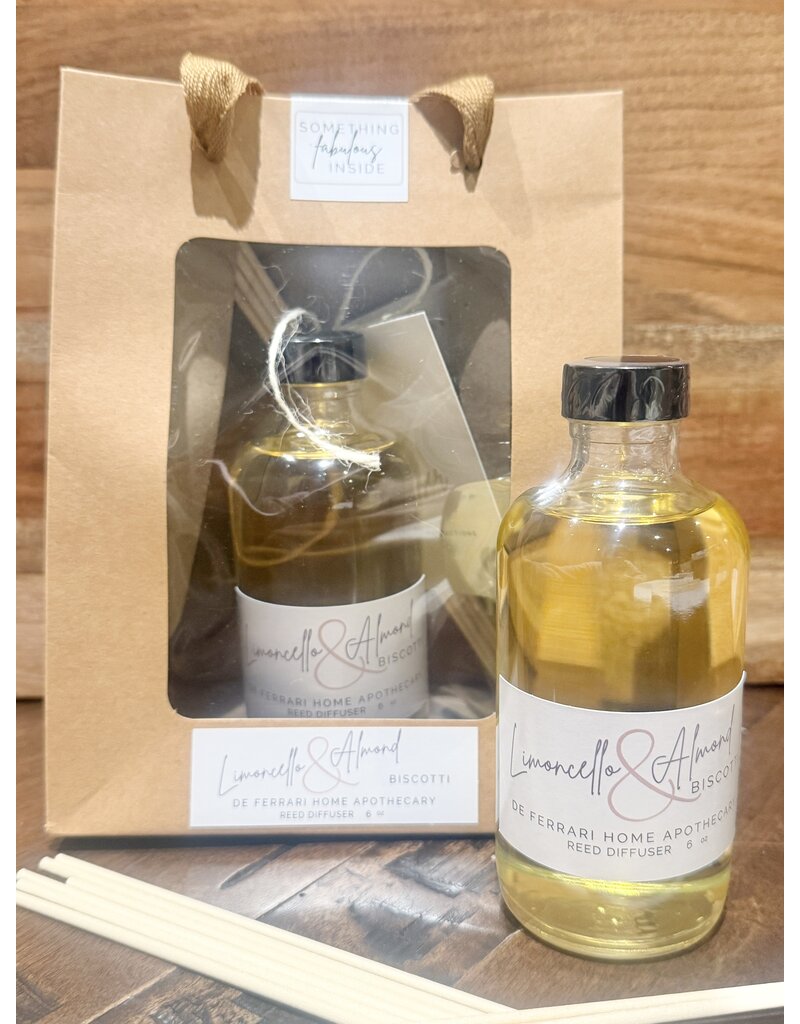 DeFerrari Candles Limoncello & Almond Biscotti Reed Diffuser Set - Handcrafted Luxury Home Fragrance