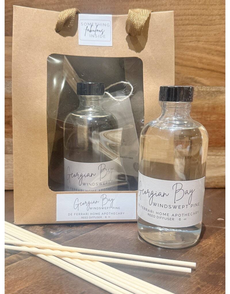DeFerrari Candles Georgian Bay Windswept Pine Reed Diffuser Set - Handcrafted Canadian Luxury Home Fragrance