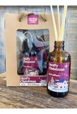 DeFerrari Candles Merry Christmas Holiday Reed Diffuser Set - Handcrafted Festive Luxury Home Fragrance