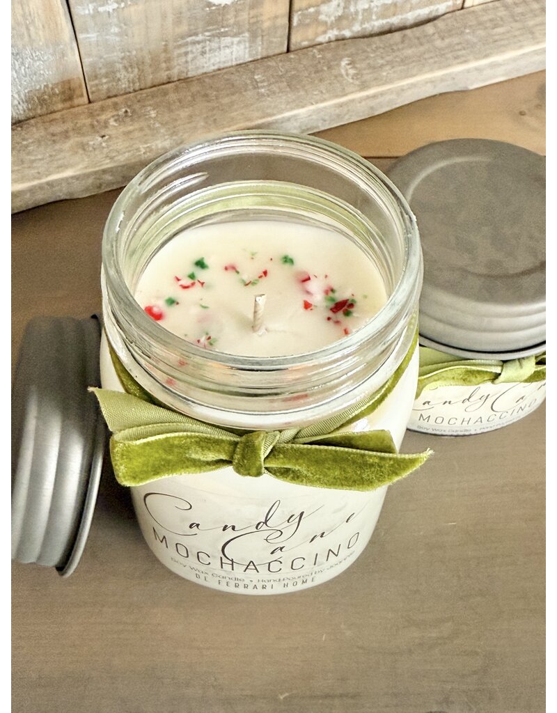 DeFerrari Candles Candy Cane Mochaccino Soy Wax Candle - Mason Jar Collection