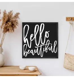 Hello Beautiful Wood Framed Sign 13"