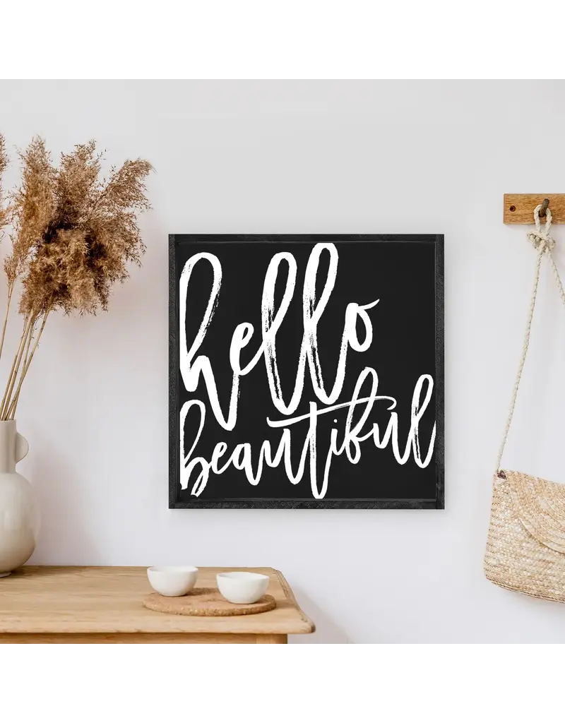 Black Wood Framed Script Sign | 13" Square Wall Decor | Made in Toronto Canada