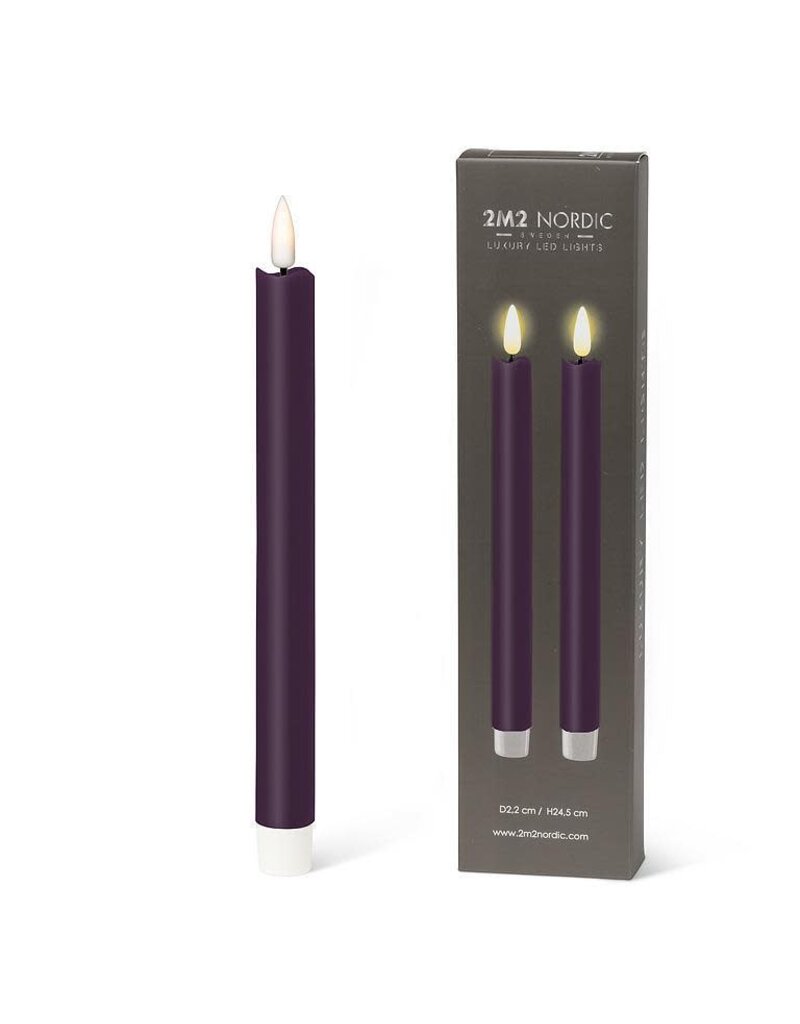 Abbott Collection Flameless LED Taper Candle Set of 2 | Deep Purple