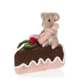 Abbott Collection Holiday Mouse with Iced Cake Ornament
