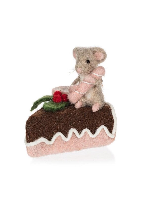 Abbott Collection Holiday Mouse with Iced Cake Ornament