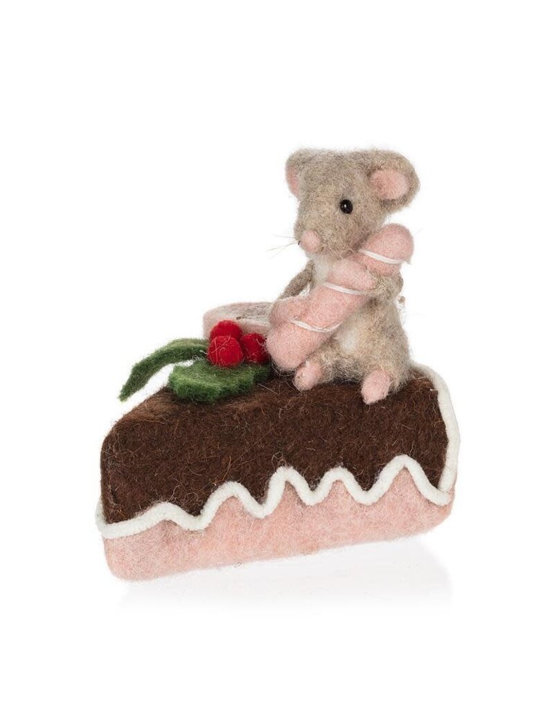 Abbott Collection Holiday Mouse with Iced Cake Ornament