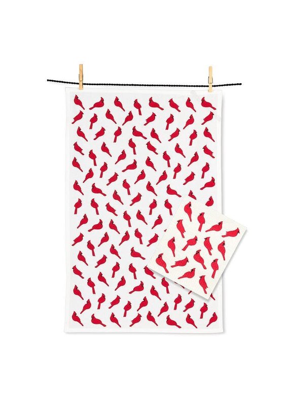 Abbott Collection Cardinals Dishcloth & Kitchen Towel Set