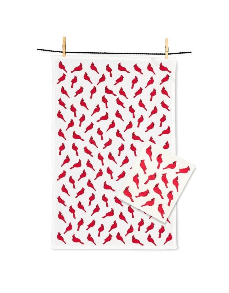 Abbott Collection Cardinals Dishcloth & Kitchen Towel Set