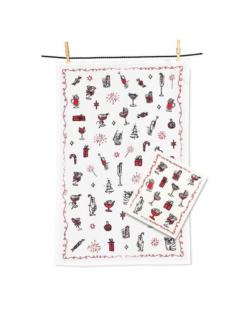 Abbott Collection Cocktails Dishcloth & Kitchen Towel Set