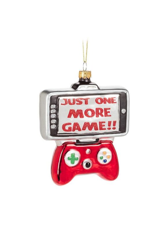 Abbott Collection One More Game Gamer Glass Ornament