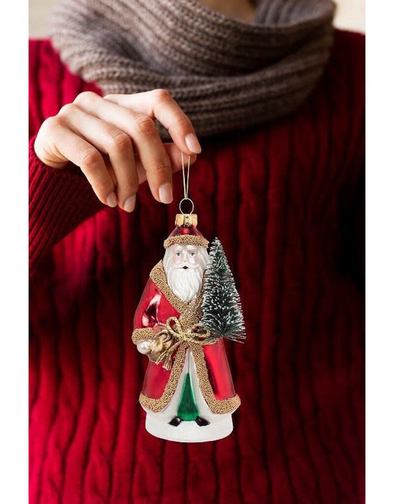 Abbott Collection Father Christmas Glass Ornament